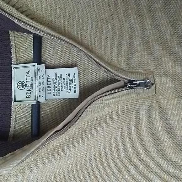 Beretta Quarter Zip Wool Blend Pullover Sweater Italy Hunting Outdoor XL NWOT - Picture 2 of 11